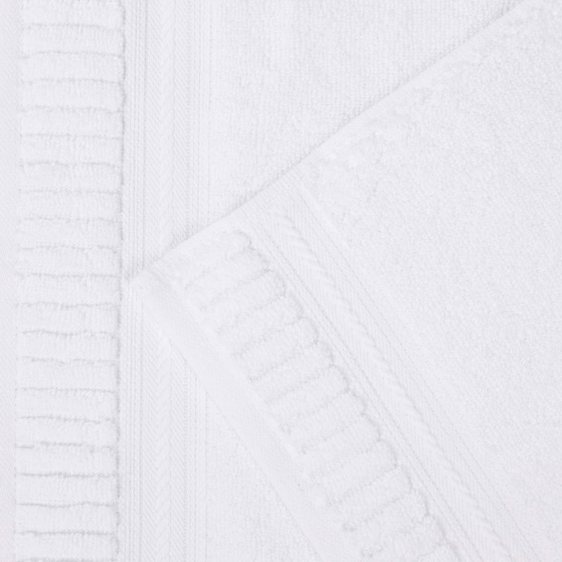White Cotton 6 Piece Hand Towels Set with Ribbed Border
