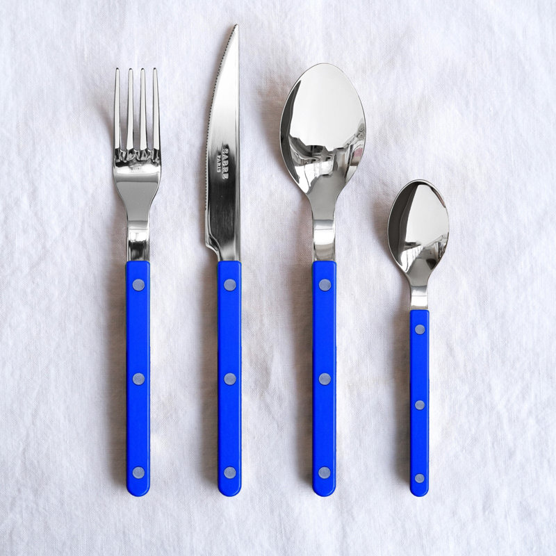 Bistrot Solid 5 - Piece Stainless Steel Flatware Set - Service for 1, Lapis Blue