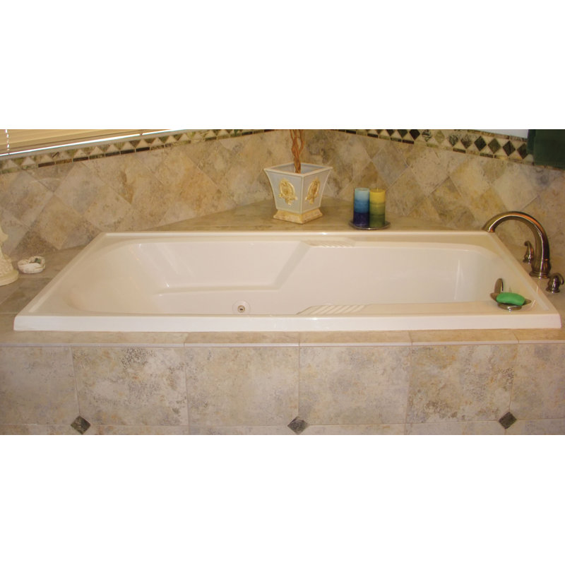 Baignoire encastrée en acrylique 60 po x 36 po Designer, Biscuit, Chrome poli