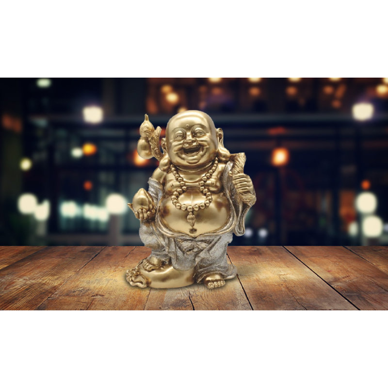 Pradyum 8.5"H Gold and Silver Maitreya Buddha Figurine