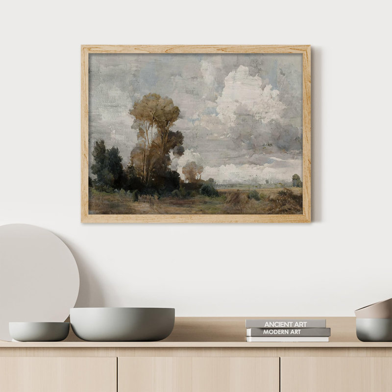 «Country Road Trees Cloudy Sky» sur papier, Naturel, H 12 po x l 16 po