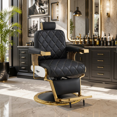 Fauteuil de coiffeur inclinable hydraulique rétro Vintage, fauteuil de salon pivotant à 360 ° avec support pour sèche-cheveux