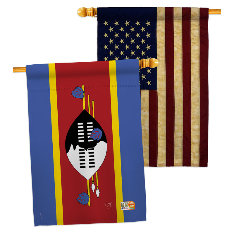 Drapeau de maison en polyester Swaziland 2 côtés 3 pi 3 po x 2 pi 3 po