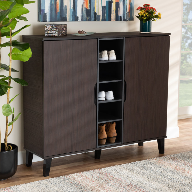 Ketter 25 Pair Shoe Storage Cabinet, Dark Brown