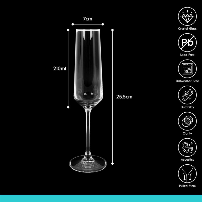 Argon Tableware Soho Crystal Champagne Flutes, Set of 24