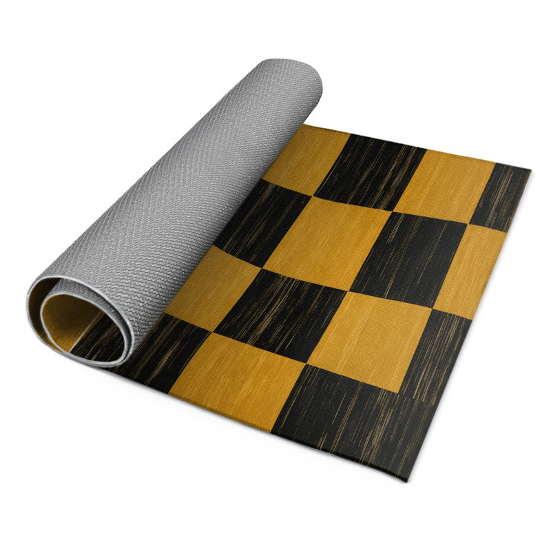Tapis d'intérieur et d'extérieur à carreaux brun, Rectangulaire 3 pi x 5 pi