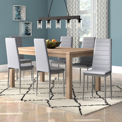 Huguley Grey Faux Leather Padded Chairs