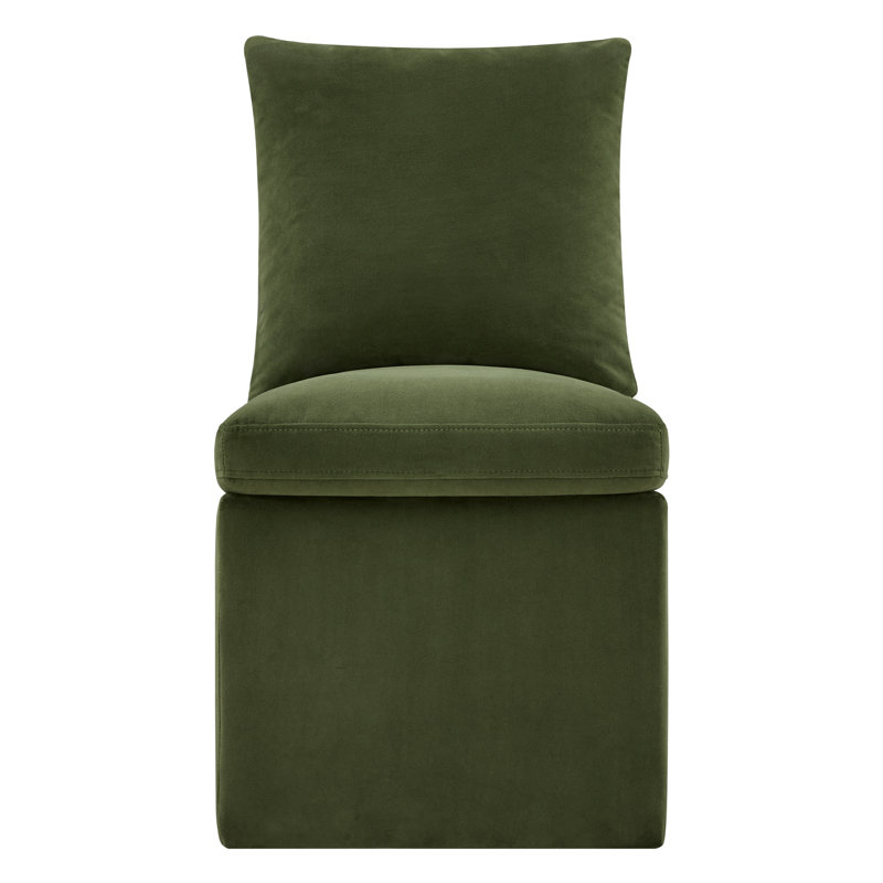 Chaise d'appoint rembourrée avec rangement caché et roulettes Helmetta, Forest