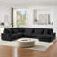 Canapé modulaire surdimensionné de 129 po en forme de U de 129 po. Canapé moderne revêtu de velours côtelé doux avec une chaise longue pour le salon, noir