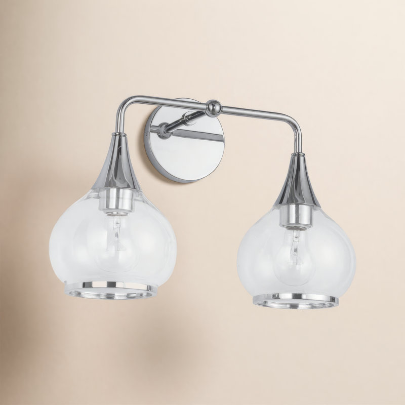 Marsi Vanity Light, Chrome, 2, Clear Glass