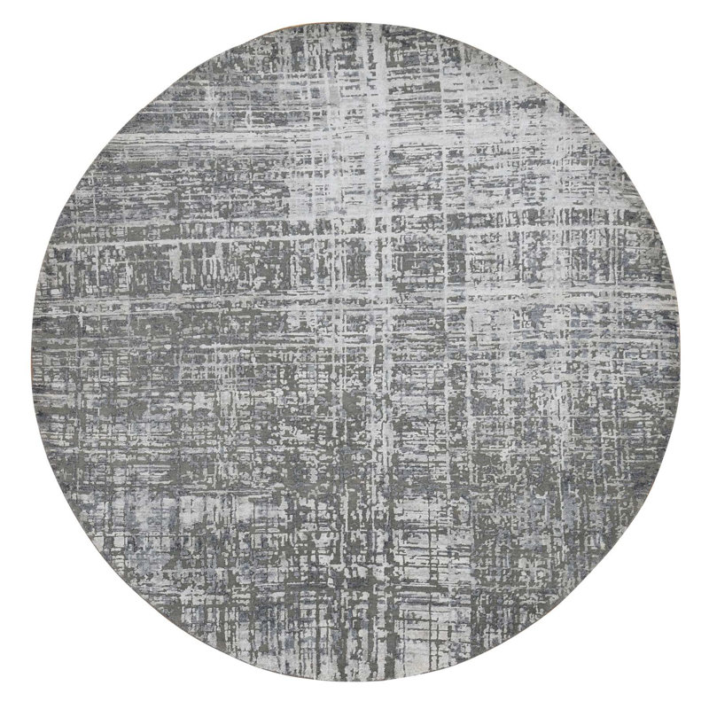 Tapis oriental rond gris foncé en laine et en soie 10 pi 3 po x 10 pi 3 po 94706A5968CC4DDBA164C1439908687A