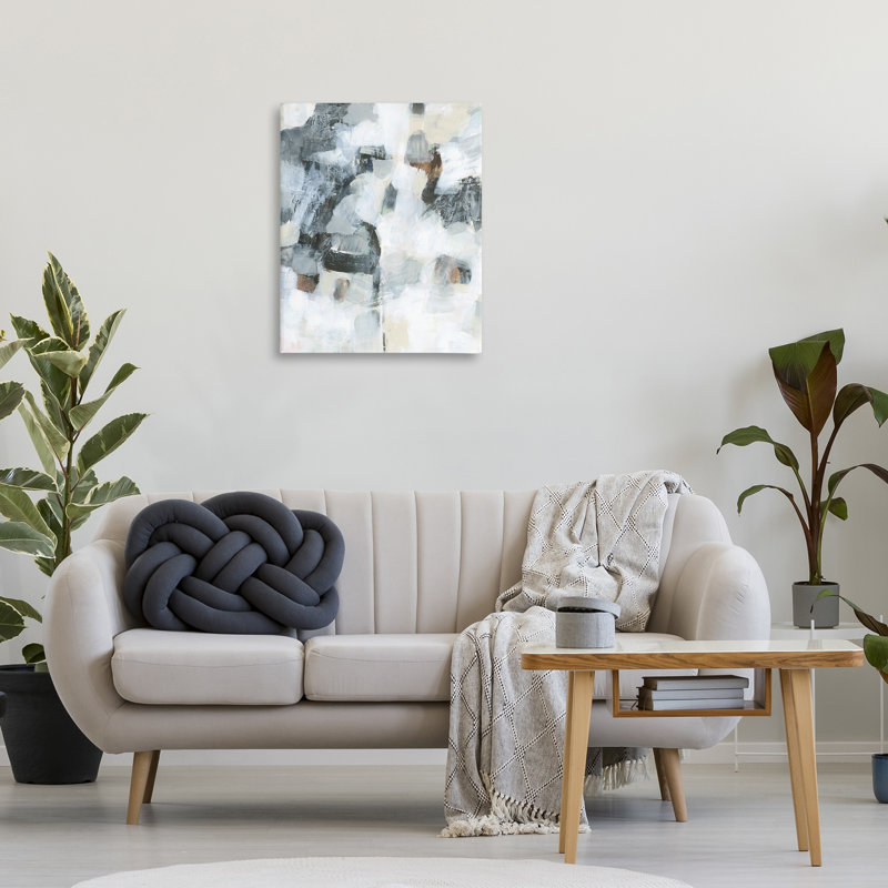 Gris et blanc, art mural sur toile à motif abstrait par Melissa Wang, H 30 po x l 24 po