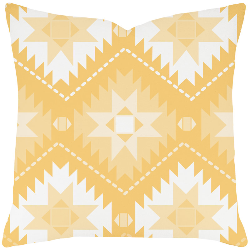Housse de coussin en coton carrée/insert Aztec, 18 po X 18 po, Jaune