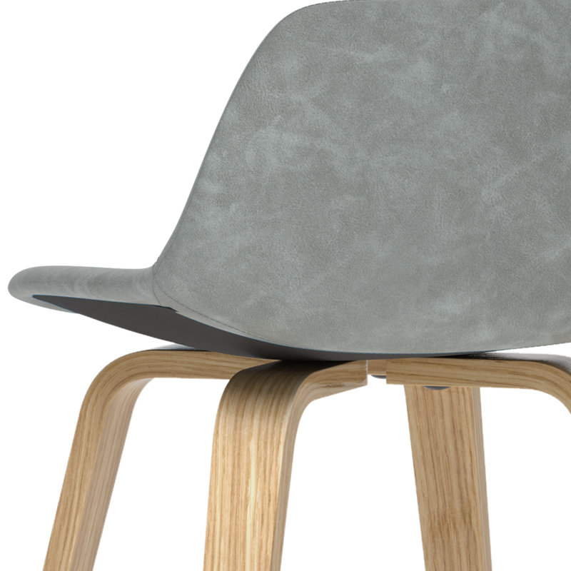 Randolph Upholstered Bentwood Mid-Century Modern Bar & Counter Stool with Chrome Footrest, Gray