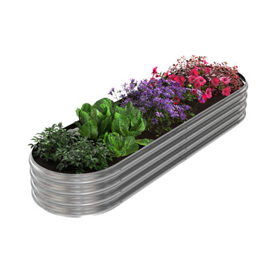 Aryanni Galvanized Raised Garden Bed - Planter Box with Open Bottom - Easy-to-Assemble Flower Bed
