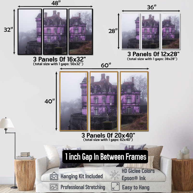 «Morrell Romantic Chateau In Europe - Chateaus», ensemble d'art mural, H 40 po x l 60 po x P 1 po
