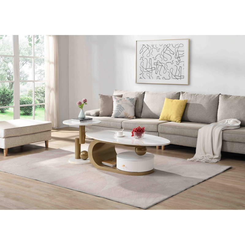 Ensemble de 2 tables de bout Modern Modern, Doré