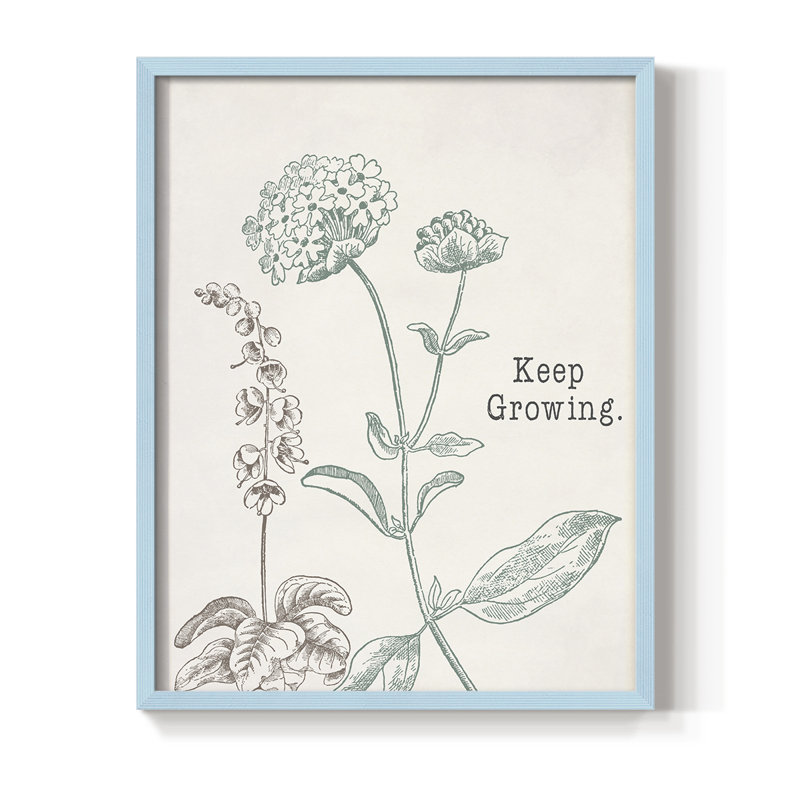 Keep Growing Framed Print - Solid Wood, Blue, 30" H x 24" W