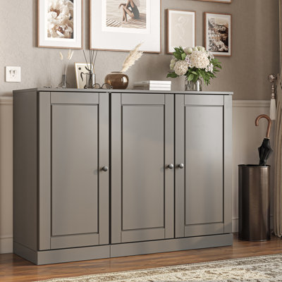Armoire à chaussures 100% en bois massif avec portes Shaker, tablettes réglables, rangement modulaire pour vestibule, l 48,5 po x H 35,75 po