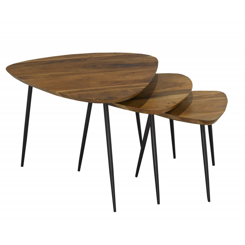 3 Piece Nesting Table Set, Dark Oak/Black