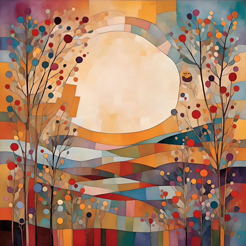 Golden Horizon - paysage abstrait, art mural sur toile tendue, H 12 po x l 12 po x P 1 po