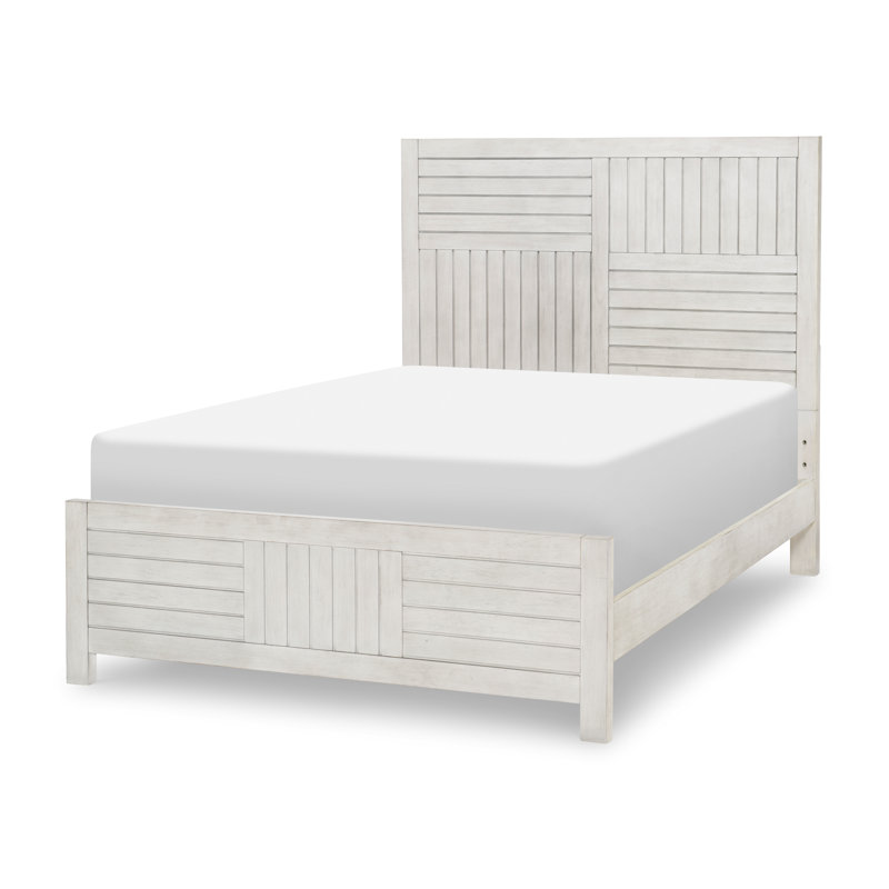 Lit à panneau en bois massif Tyson, Aspect pavé blanc, Double