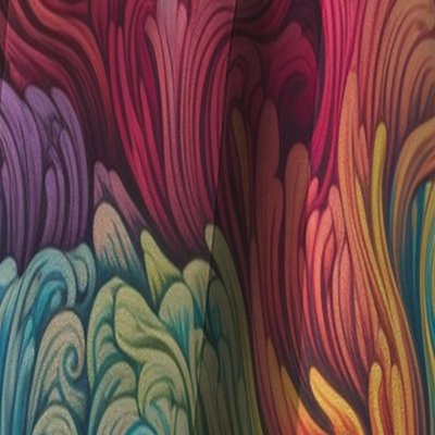 Rainbow Colored Waves In The Sky I - Landscape Modern Abstract Blackout Curtain - 1 Panels