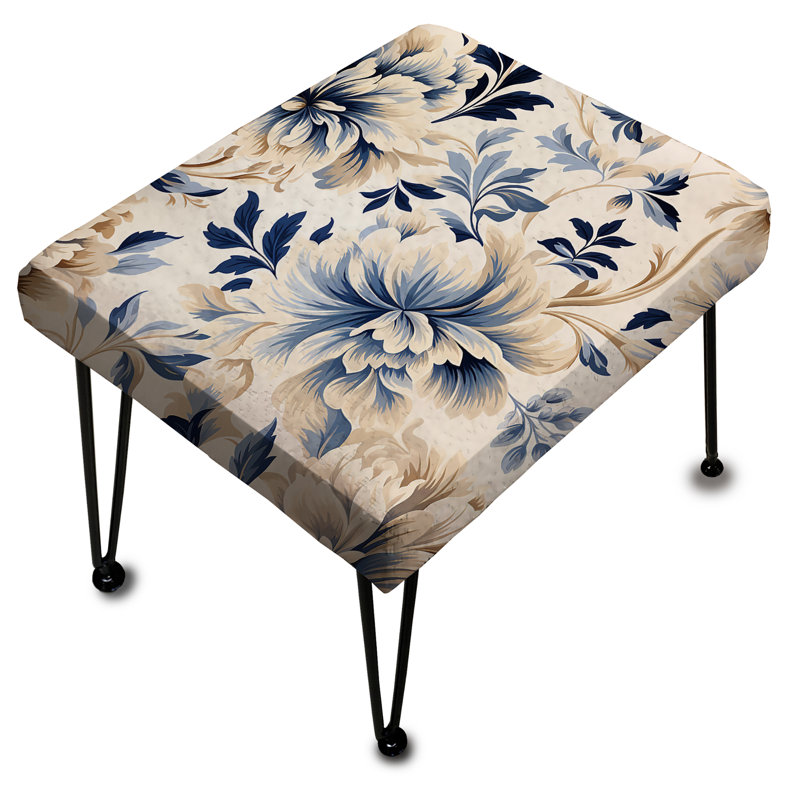 Petal Symphony Blue Damask Harmony - Damask Rectangle Ottoman
