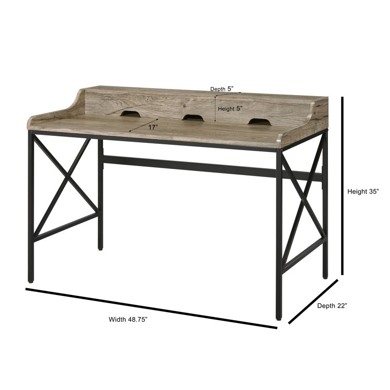 Ciel Metal Base Writing Desk with Power Outlet