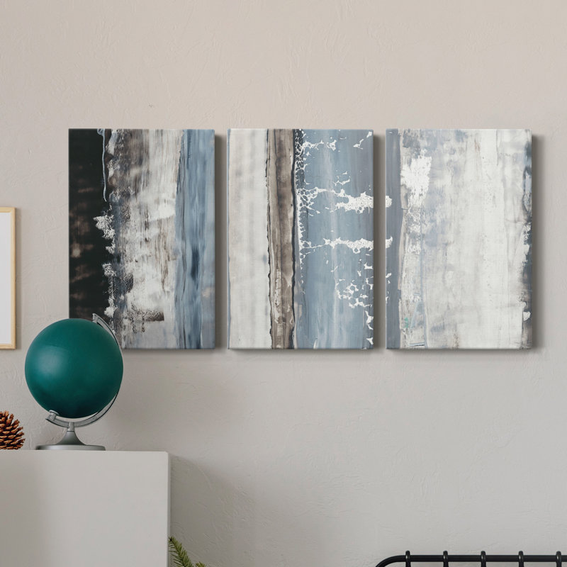 Icy Horizon I - Toile tendue avec châssis de qualité supérieure - Prêt à accrocher, H 18 po x l 36 po x P 1 po