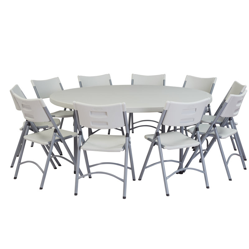 71'' Round Light Gray Polypropylene Folding Table