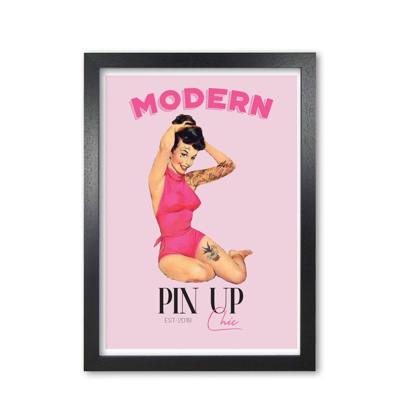 Modern Pin Up Girl - Print, Black Grain Frame, 42 cm H x 30 cm W x 5 cm D