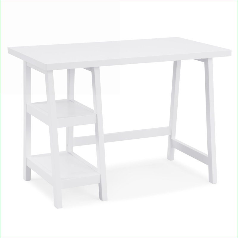 Bureaux, bureau blanc contemporain avec rangement | Pieds en bois d'hévéa massif | L 42 po