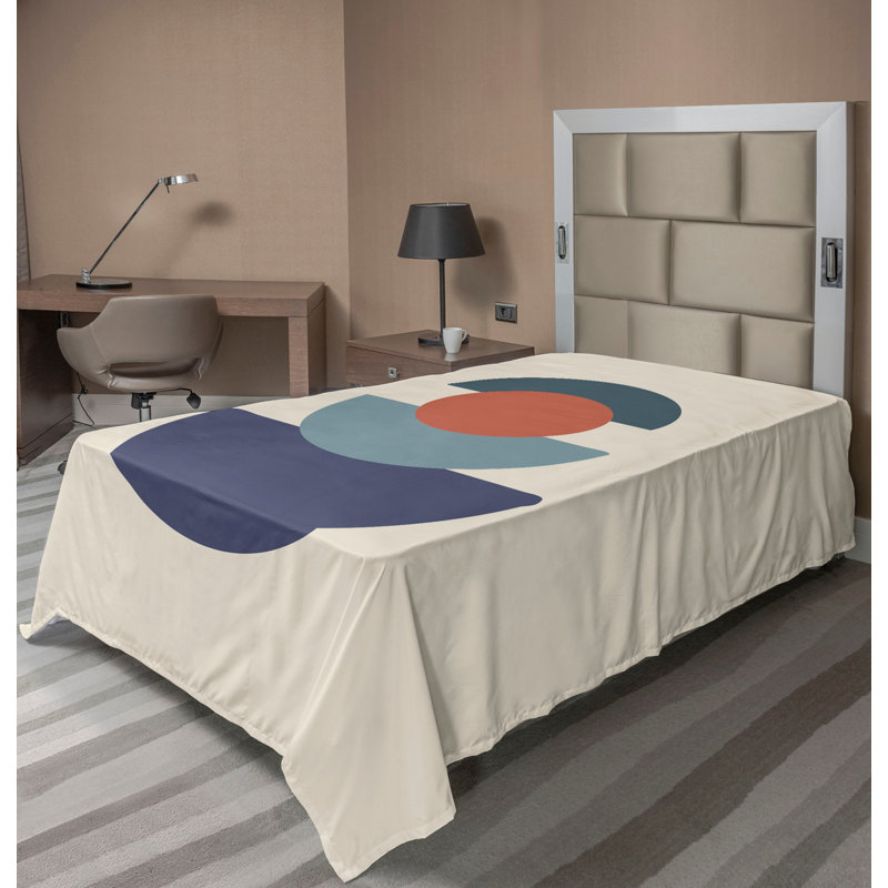 Drap plat moderne de style bohème Ambesonne, Drap plat pour lit simple TG, Coquille d'œuf / motif abstrait paprika