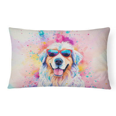 Great Pyrenees Hippie Dawg Fabric Decorative Pillow