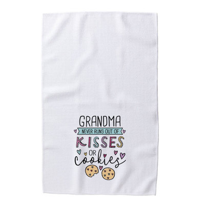 Serviette de cuisine personnalisée «Grandma - Never Runs Out of Kisses or Cookies»