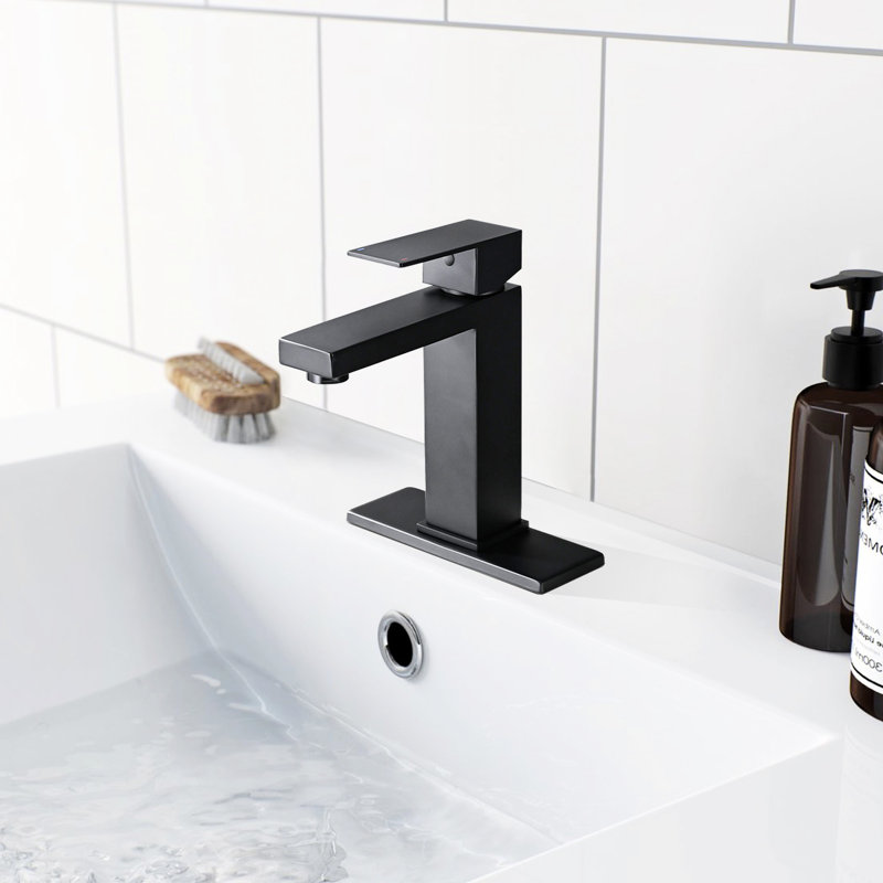 Matte Black Bathroom Faucet, Stainless Steel, Corrosion , With And Drain For Redesign Modern Black, Assembly Upgrade