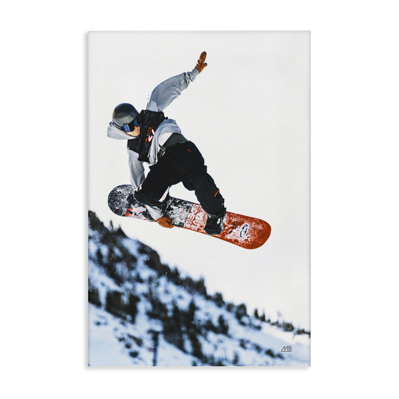  «Winter Snowboard Jump», art mural sur toile par Max Blakesberg Studios, H 45 po x l 30 po