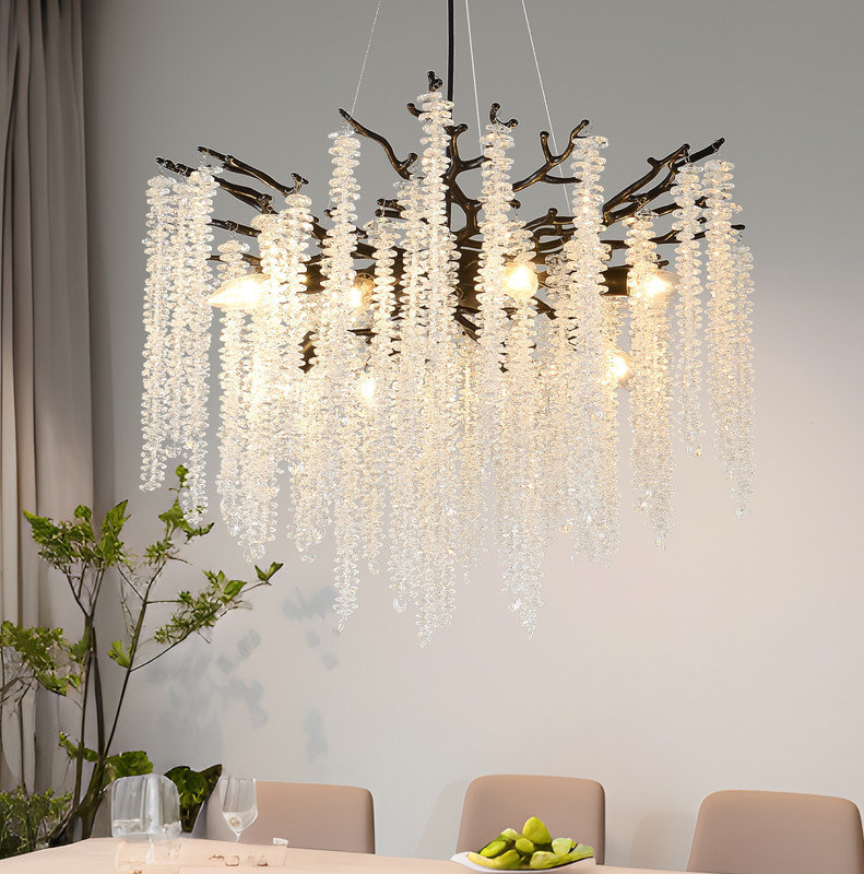 Luxury Crystal Chandelier, Unique Tree Branch Chandeliers Dimmable For Dining Room Kitchen Island Living Room Foyer, Gold