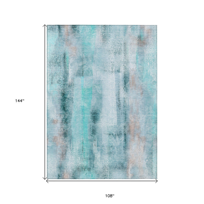 Tapis intérieur antidérapant lavable sarcelle 9 pi x 12 pi sarcelle