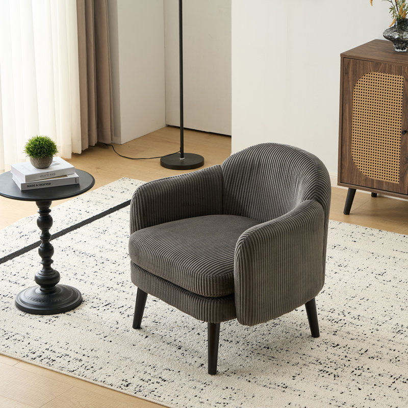 Living Room Corduroy Armchair, Gray Corduroy