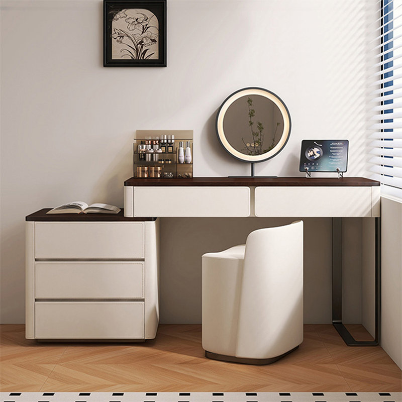 Makeup Vanity with Light mirror,5 drawers,1 chair
