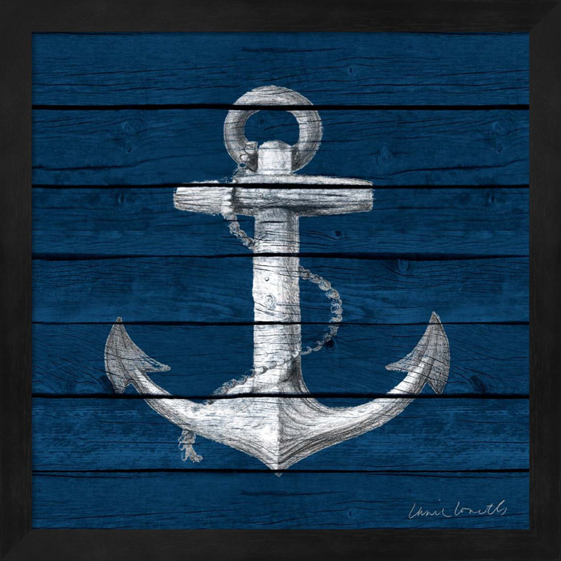 «Anchor On Blue Wood» par Lanie Loreth, art mural encadré