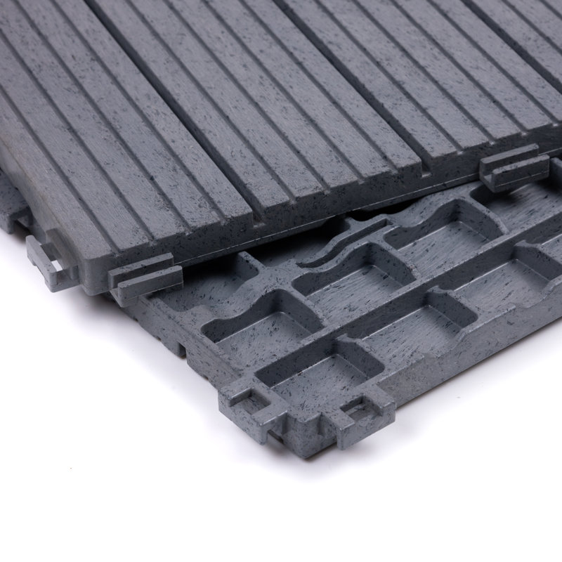 COSMO-DECKING-TILES 30cm L x 30cm W Composite Interlocking Deck Tile, Light Grey