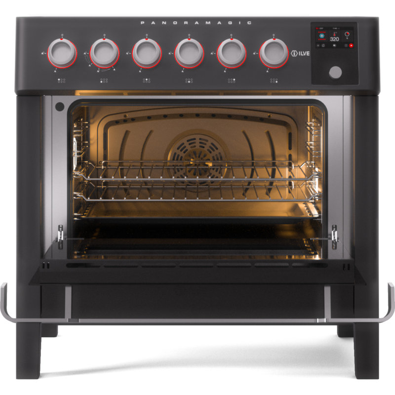 Cuisinière à induction 36 po ILVE Panoramagic, Noir mat