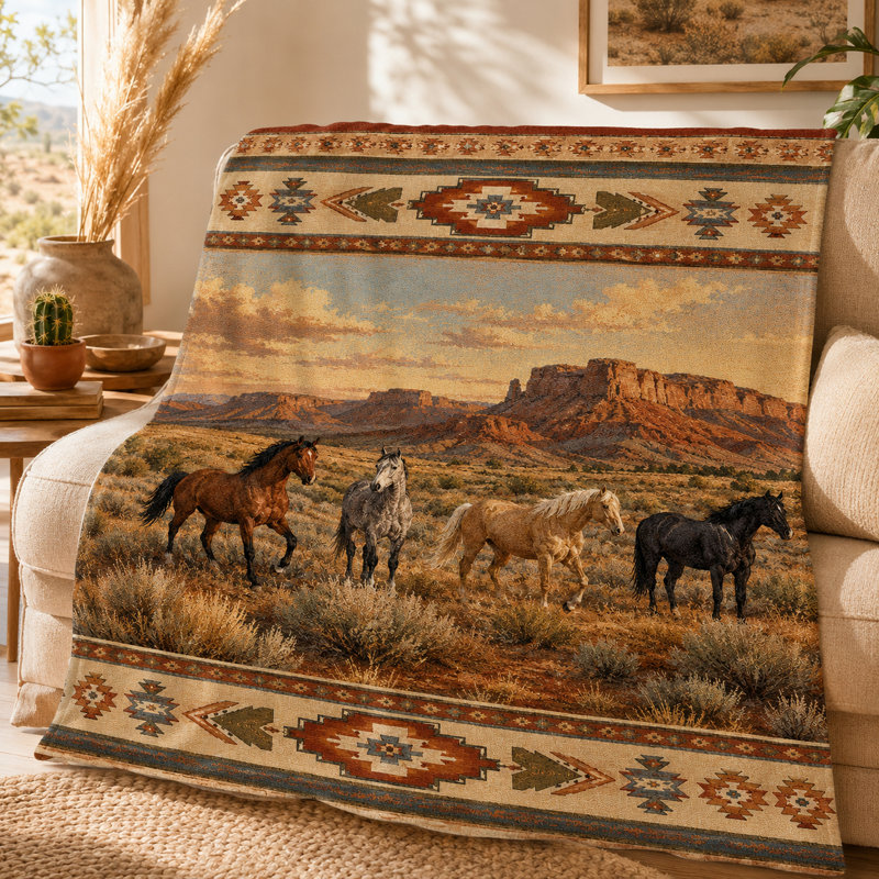 Couverture en flanelle Southwestern Horse