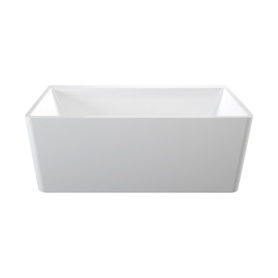 Baignoire autoportante carrée 60 po Bonnita-60 en blanc brillant