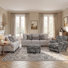 Estelle 4 Piece Living Room Set, Modern Farmhouse Chenille Sofa Couch, 9 Accent Pillows Included