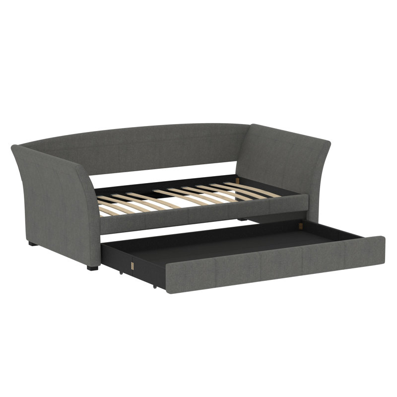 Lit de jour rembourré avec couchette Sliffe, Gris