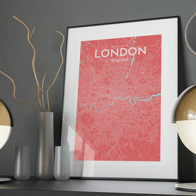 London City Map In Maritime - No Frame Print, 36cm H x 24cm W x 0.05cm D